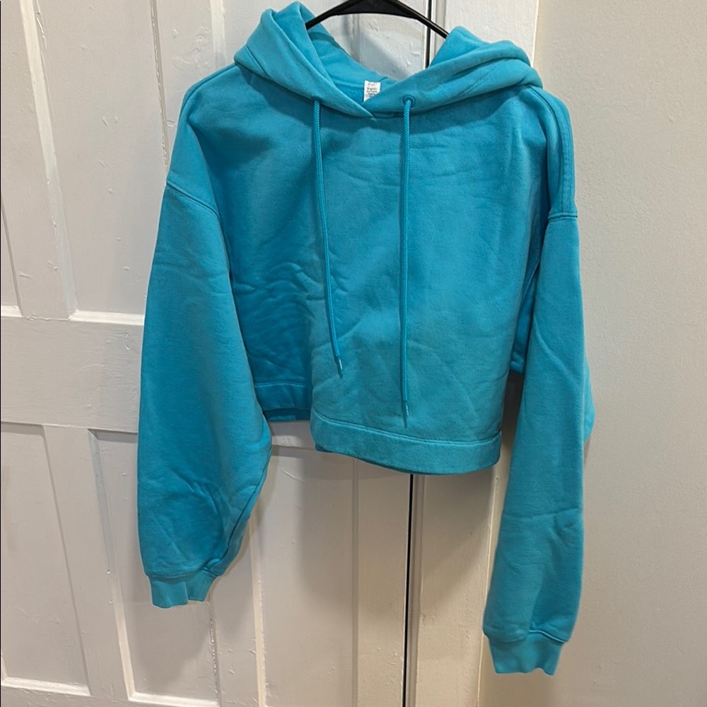 Alo Teal Cropped Hoodie